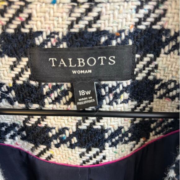 Talbots Houndstooth Wool Tweed Blazer Jacket Rainbow Speckle Plus Size 18w - Picture 4 of 8